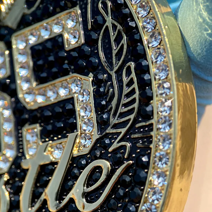 Bling Cartel PreStyled Sets 14K Gold Finish 365 Hustle Jumbo Pendant Iced Medallion Bling Cartel PreStyled Sets 14K Gold Finish 365 Hustle Jumbo Pendant Iced Medallion