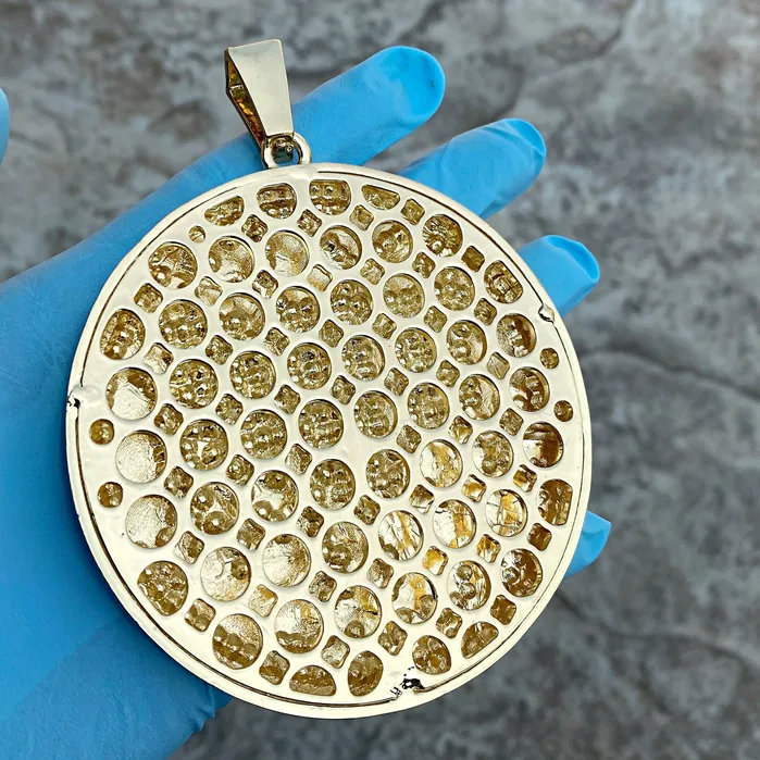 Bling Cartel PreStyled Sets 14K Gold Finish 365 Hustle Jumbo Pendant Iced Medallion Bling Cartel PreStyled Sets 14K Gold Finish 365 Hustle Jumbo Pendant Iced Medallion