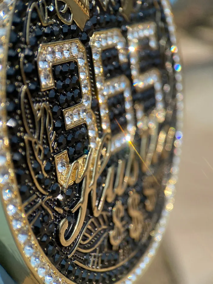 Bling Cartel PreStyled Sets 14K Gold Finish 365 Hustle Jumbo Pendant Iced Medallion Bling Cartel PreStyled Sets 14K Gold Finish 365 Hustle Jumbo Pendant Iced Medallion