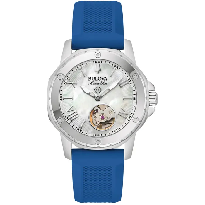 Bulova Mens Watch Marine Star Automatic Open Heart Mop Dial Blue Strap 96L324 Bulova Rings Bulova Mens Watch Marine Star Automatic Open Heart Mop Dial Blue Strap 96L324 Bulova Rings