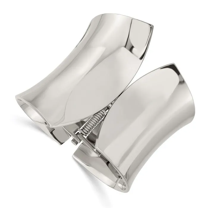 Chisel Bracelets Stainless Steel Polished Hinged Bangle
