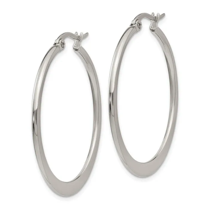 Chisel Earrings Stainless Steel 34mm Diameter Hoop Earrings Chisel Earrings Stainless Steel 34mm Diameter Hoop Earrings