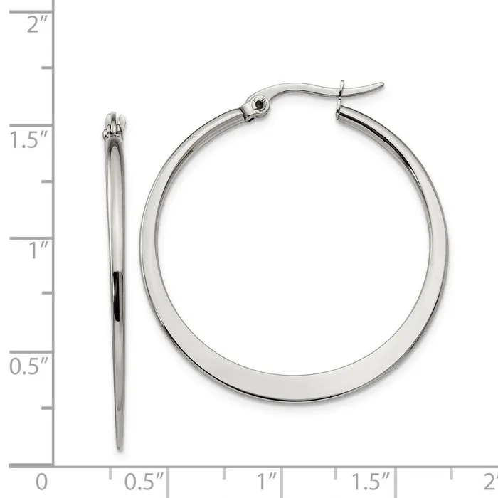 Chisel Earrings Stainless Steel 34mm Diameter Hoop Earrings Chisel Earrings Stainless Steel 34mm Diameter Hoop Earrings