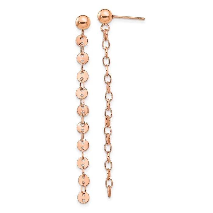 Chisel Earrings Stainless Steel Polished Rose IPplated Post Dangle Earrings Chisel Earrings Stainless Steel Polished Rose IPplated Post Dangle Earrings