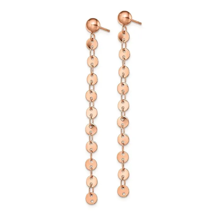 Chisel Earrings Stainless Steel Polished Rose IPplated Post Dangle Earrings Chisel Earrings Stainless Steel Polished Rose IPplated Post Dangle Earrings