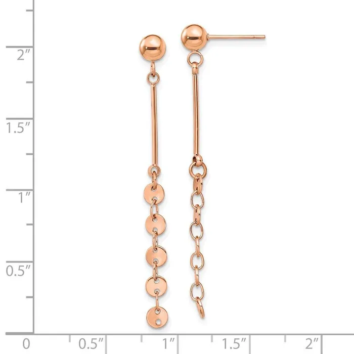 Chisel Earrings Stainless Steel Polished Rose IPplated Post Dangle Earrings Chisel Earrings Stainless Steel Polished Rose IPplated Post Dangle Earrings