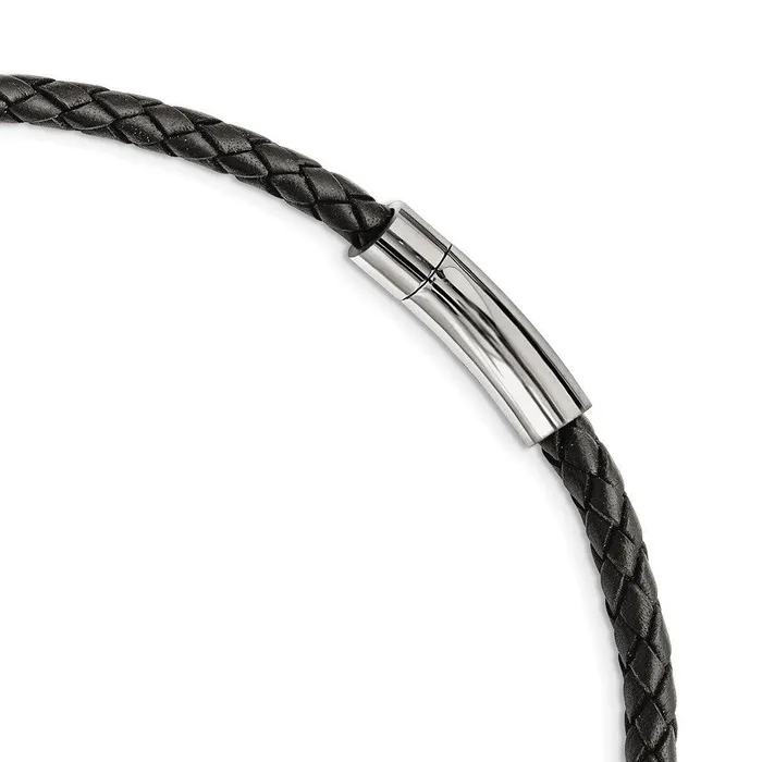 Chisel Necklaces Stainless Steel Black Leather wAntiqued Beads Necklace Chisel Necklaces Stainless Steel Black Leather wAntiqued Beads Necklace