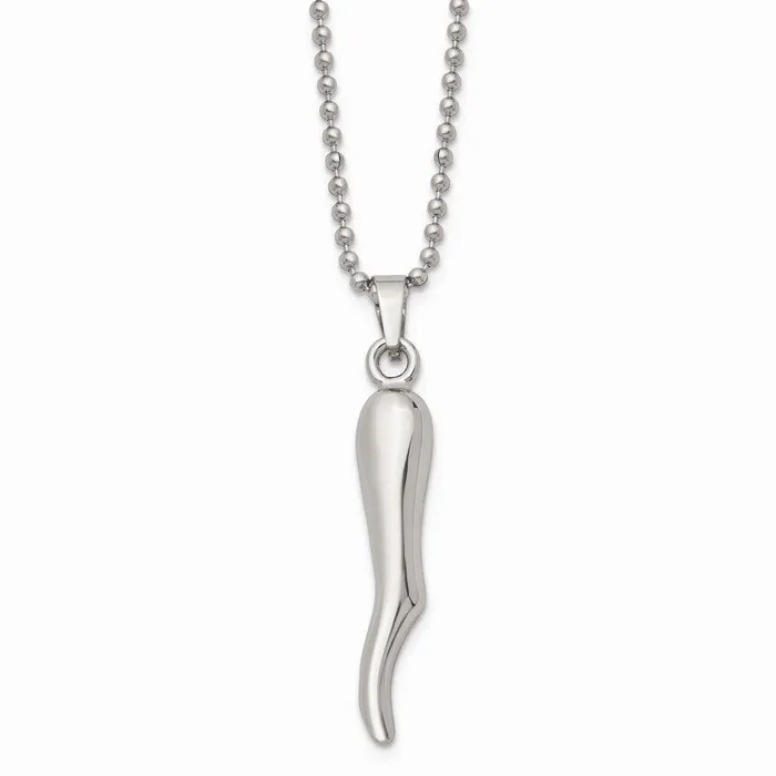 Chisel Necklaces Stainless Steel Italian Horn Necklace