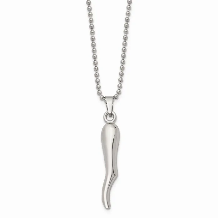 Chisel Necklaces Stainless Steel Italian Horn Necklace Chisel Necklaces Stainless Steel Italian Horn Necklace