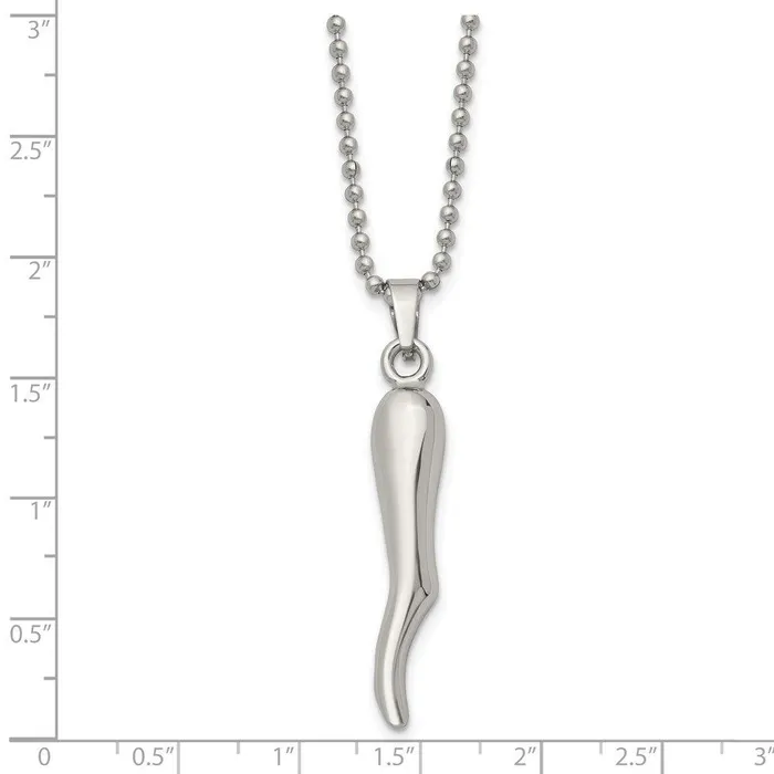 Chisel Necklaces Stainless Steel Italian Horn Necklace Chisel Necklaces Stainless Steel Italian Horn Necklace