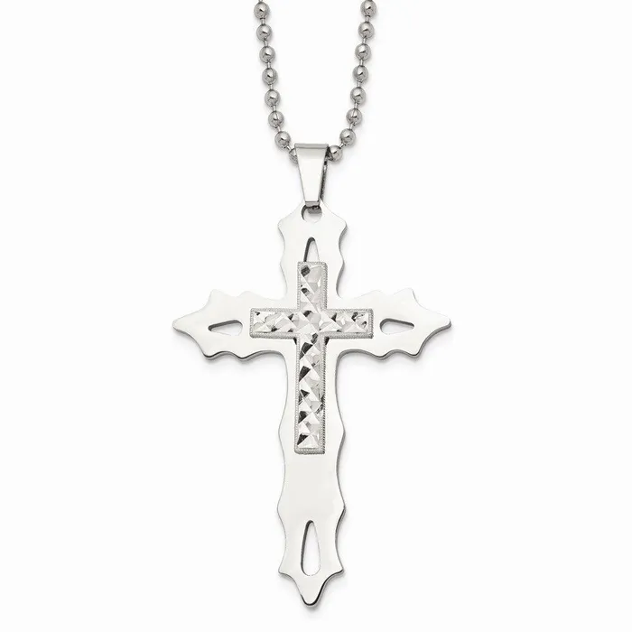Chisel Necklaces Stainless Steel Sterling Silver Diamond Cut and Polished Cross Necklace Chisel Necklaces Stainless Steel Sterling Silver Diamond Cut and Polished Cross Necklace
