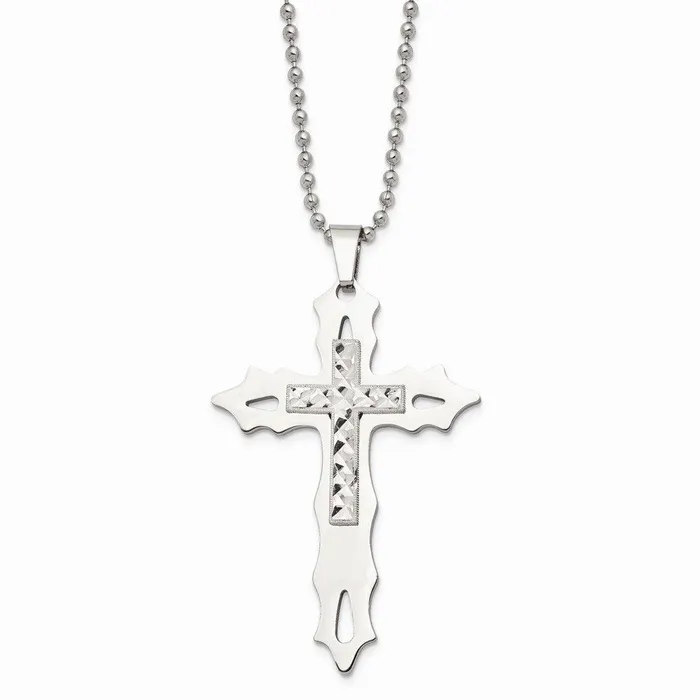 Chisel Necklaces Stainless Steel Sterling Silver Diamond Cut and Polished Cross Necklace Chisel Necklaces Stainless Steel Sterling Silver Diamond Cut and Polished Cross Necklace