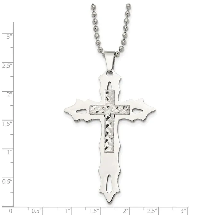 Chisel Necklaces Stainless Steel Sterling Silver Diamond Cut and Polished Cross Necklace Chisel Necklaces Stainless Steel Sterling Silver Diamond Cut and Polished Cross Necklace