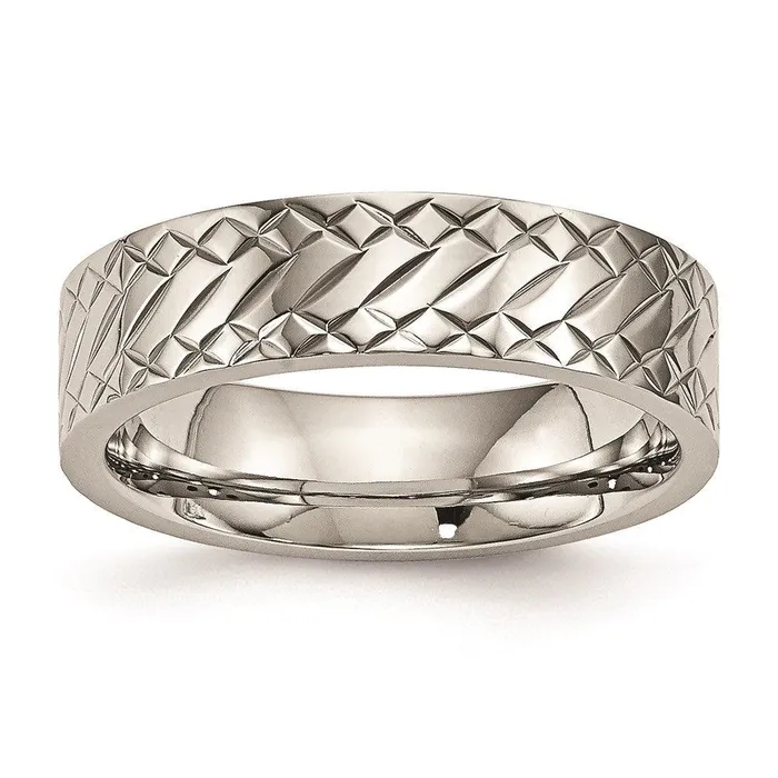 Chisel Rings Stainless Steel Polished Textured Ring