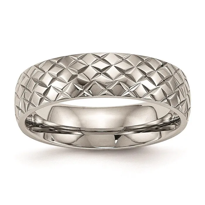 Chisel Rings Stainless Steel Polished Textured Ring Chisel Rings Stainless Steel Polished Textured Ring