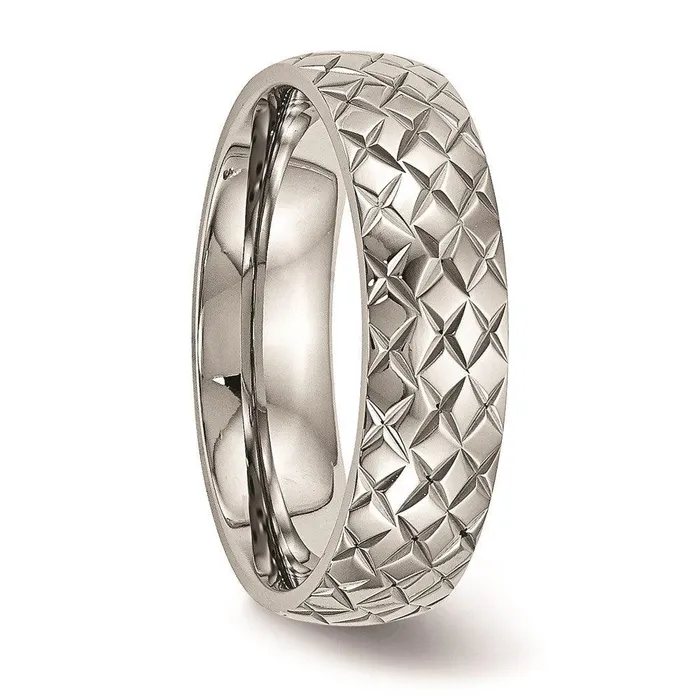 Chisel Rings Stainless Steel Polished Textured Ring Chisel Rings Stainless Steel Polished Textured Ring