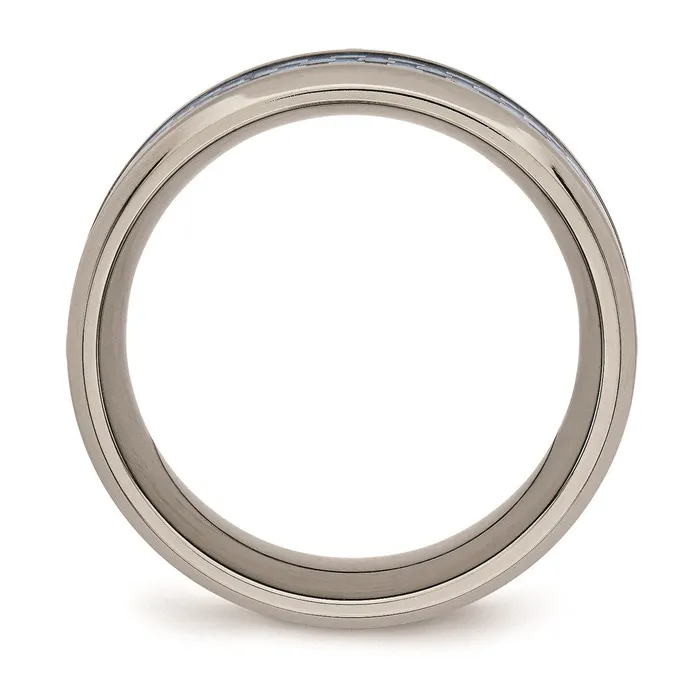 Chisel Rings Titanium Polished Blue Carbon Fiber Inlay Ring TB463 Chisel Rings Titanium Polished Blue Carbon Fiber Inlay Ring TB463
