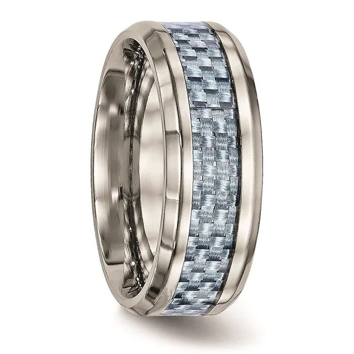 Chisel Rings Titanium Polished Blue Carbon Fiber Inlay Ring TB463 Chisel Rings Titanium Polished Blue Carbon Fiber Inlay Ring TB463