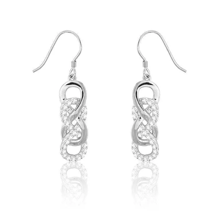 Classic Earrings Sterling Silver Interlocking Infinity Earrings