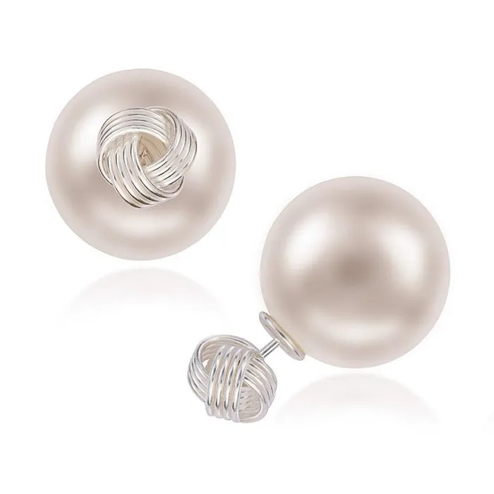 Classic Earrings Sterling Silver Small Knot White Pearl Earrings