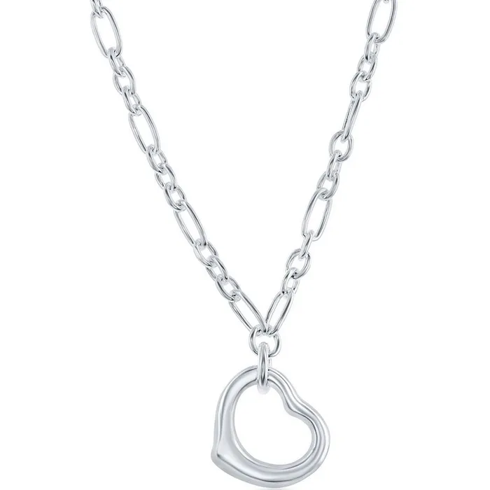 Classic Necklaces Classic Unisex Necklace Sterling Silver Open Heart Pendant N5156 Classic Necklaces Classic Unisex Necklace Sterling Silver Open Heart Pendant N5156