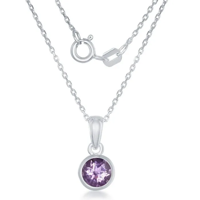 Classic Necklaces Sterling Silver February Amethyst Pendant Chain