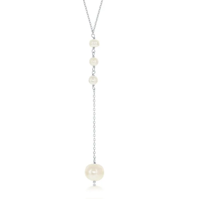 Classic Sterling Silver Freshwater Pearl Y Design Lariat Necklace Necklaces Classic Sterling Silver Freshwater Pearl Y Design Lariat Necklace Necklaces