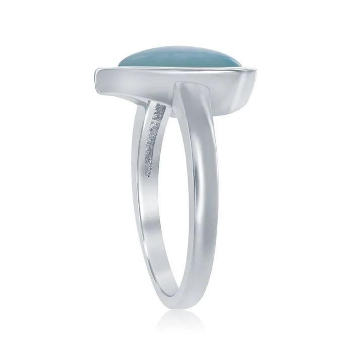Classic Sterling Silver HeartShaped Larimar Ring Size 9 Rings