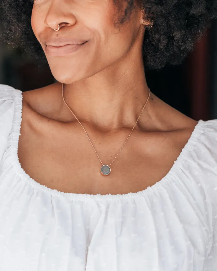 closebymejewelry Necklaces 12mm Sliding Solitaire Cremation Necklace in 14K Rose Gold