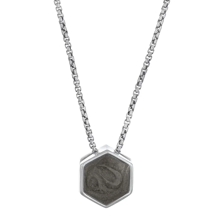 closebymejewelry Necklaces Small Hexagon Sliding Cremation Necklace in 14K White Gold closebymejewelry Necklaces Small Hexagon Sliding Cremation Necklace in 14K White Gold