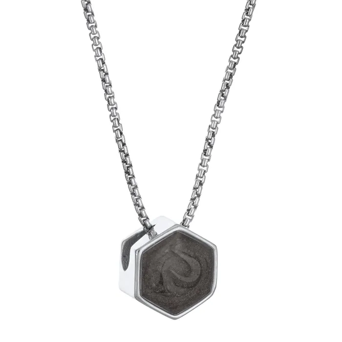 closebymejewelry Necklaces Small Hexagon Sliding Cremation Necklace in 14K White Gold