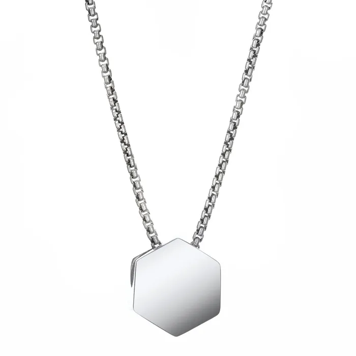 closebymejewelry Necklaces Small Hexagon Sliding Cremation Necklace in 14K White Gold