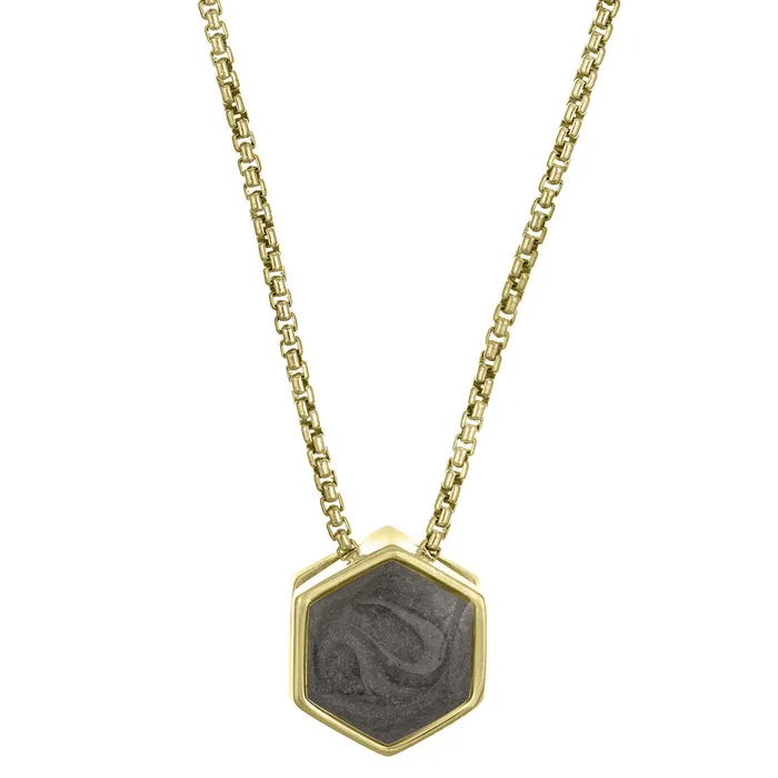 closebymejewelry Necklaces Small Hexagon Sliding Cremation Necklace in 14K Yellow Gold