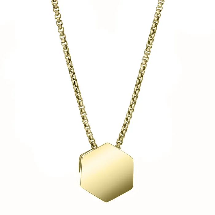 closebymejewelry Necklaces Small Hexagon Sliding Cremation Necklace in 14K Yellow Gold