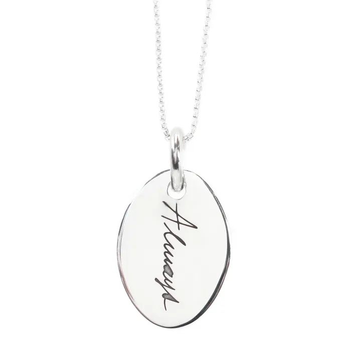 closebymejewelry Oval Necklace with Handwriting Engraving Necklaces