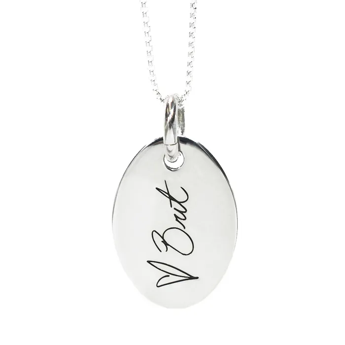 closebymejewelry Oval Necklace with Handwriting Engraving Necklaces
