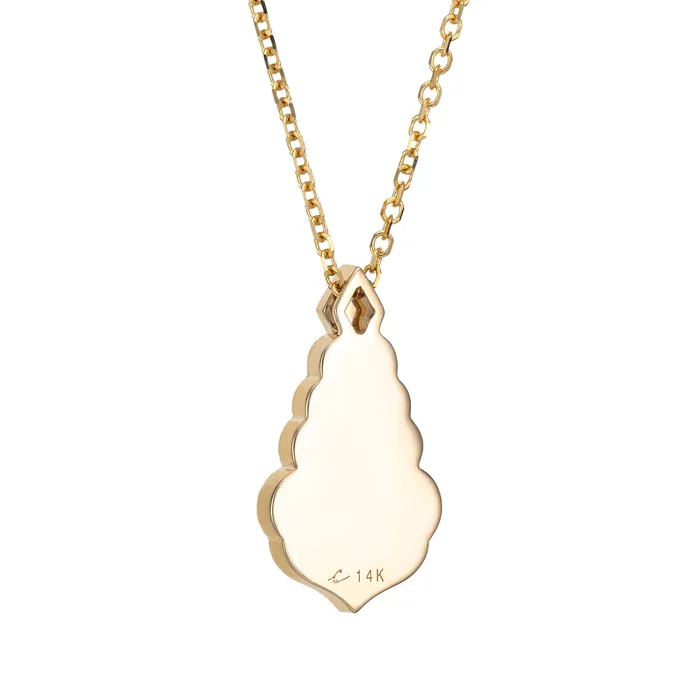 closebymejewelry Scalloped Pear Diamond Cremation Necklace in 14K Yellow Gold Necklaces