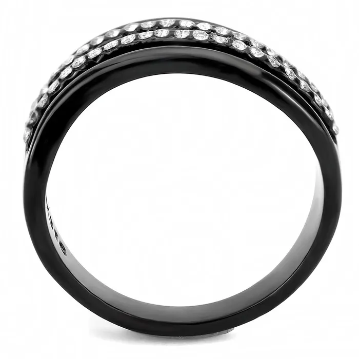 DA126 IP BlackIon Plating Stainless Steel Ring with AAA Grade CZ in Clear Alamode Rings