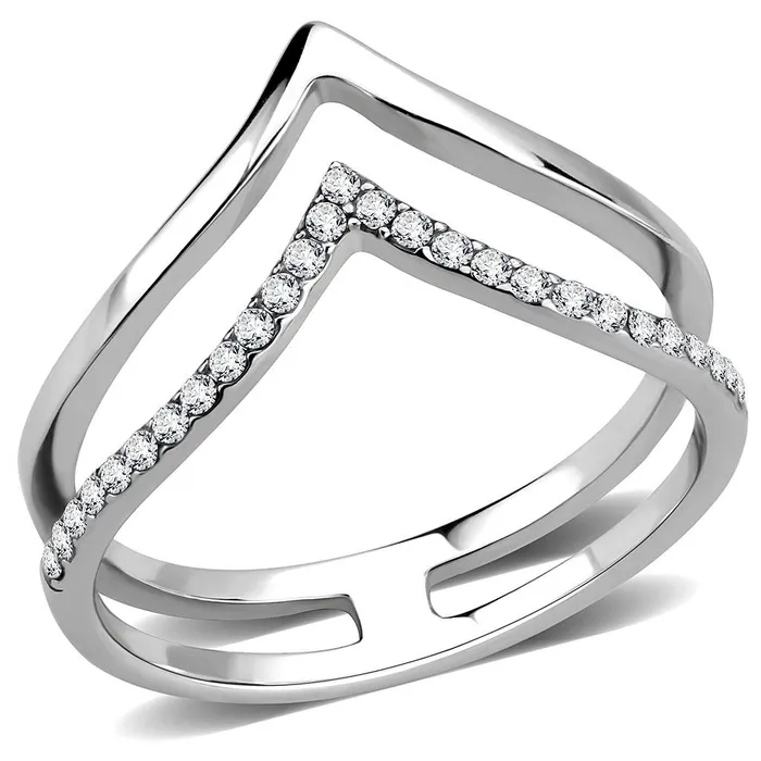 DA308 No Plating Stainless Steel Ring with AAA Grade CZ in Clear Alamode Rings DA308 No Plating Stainless Steel Ring with AAA Grade CZ in Clear Alamode Rings