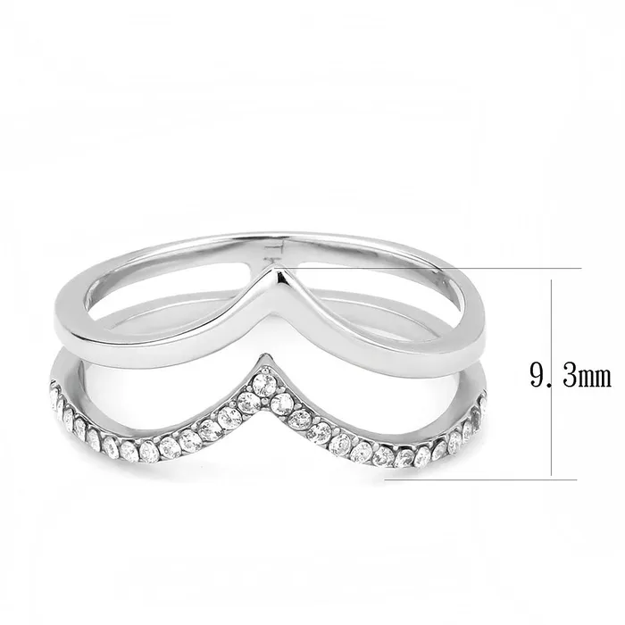 DA308 No Plating Stainless Steel Ring with AAA Grade CZ in Clear Alamode Rings
