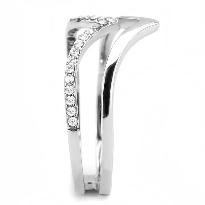 DA308 No Plating Stainless Steel Ring with AAA Grade CZ in Clear Alamode Rings