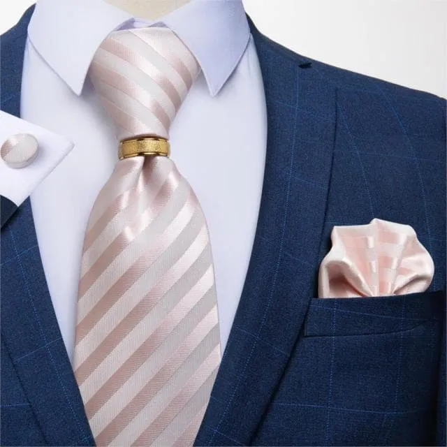 DBG VIP Design Collection Mens Fashion Light Emerald Green Silver Gray Stripes 100 Premium Quality Silk Tie Set Divine Inspiration Styles Earrings