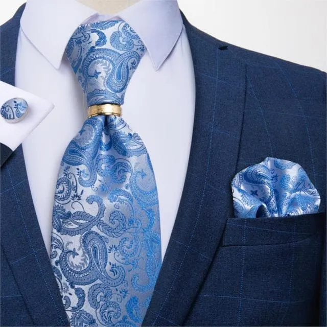 DBG VIP Design Collection Mens Fashion Light Emerald Green Silver Gray Stripes 100 Premium Quality Silk Tie Set Divine Inspiration Styles Earrings