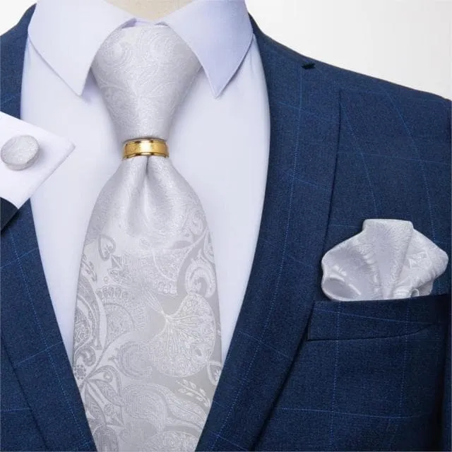 DBG VIP Design Collection Mens Fashion Light Emerald Green Silver Gray Stripes 100 Premium Quality Silk Tie Set Divine Inspiration Styles Earrings
