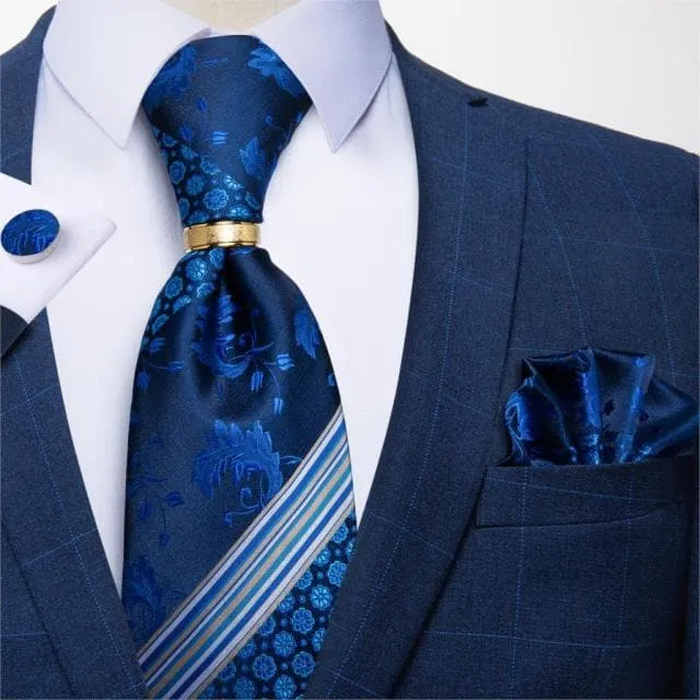 DBG VIP Design Collection Mens Fashion Light Emerald Green Silver Gray Stripes 100 Premium Quality Silk Tie Set Divine Inspiration Styles Earrings