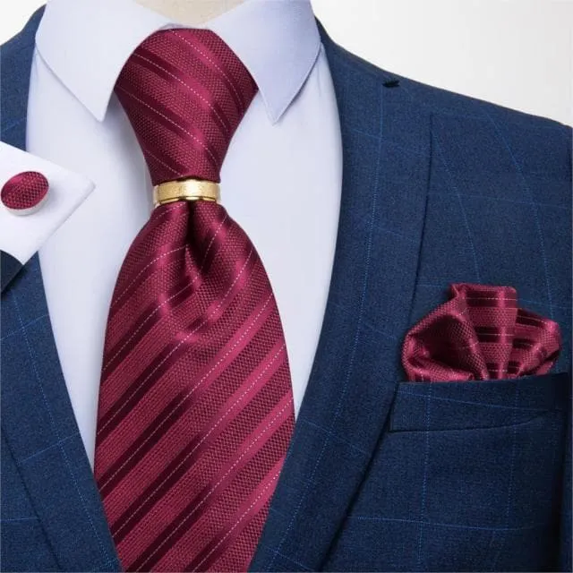 DBG VIP Design Collection Mens Fashion Light Emerald Green Silver Gray Stripes 100 Premium Quality Silk Tie Set Divine Inspiration Styles Earrings