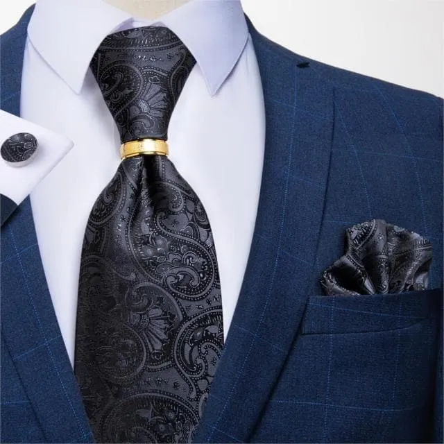 DBG VIP Design Collection Mens Fashion Light Emerald Green Silver Gray Stripes 100 Premium Quality Silk Tie Set Divine Inspiration Styles Earrings