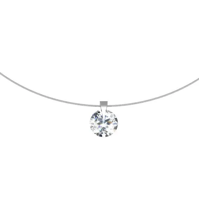 deBebians Necklaces Single Prong Round Diamond Pendant Necklace