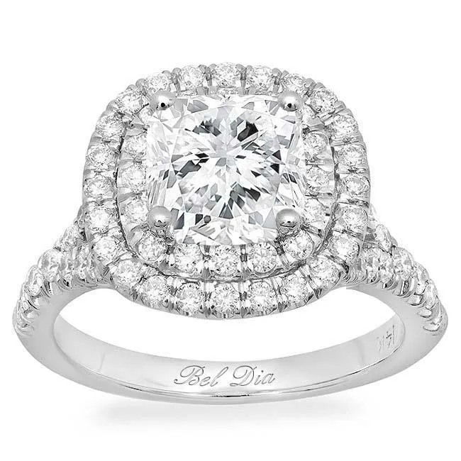 deBebians Rings Double Halo Moissanite Engagement Ring