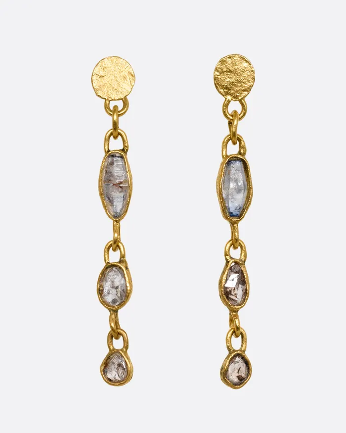 Diamond and Sapphire Drop Stud Earrings LOU ZELDIS Earrings